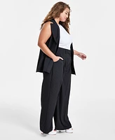 Bar Iii Trendy Plus Pinstriped Wide-Leg Pants, Created for Macy's