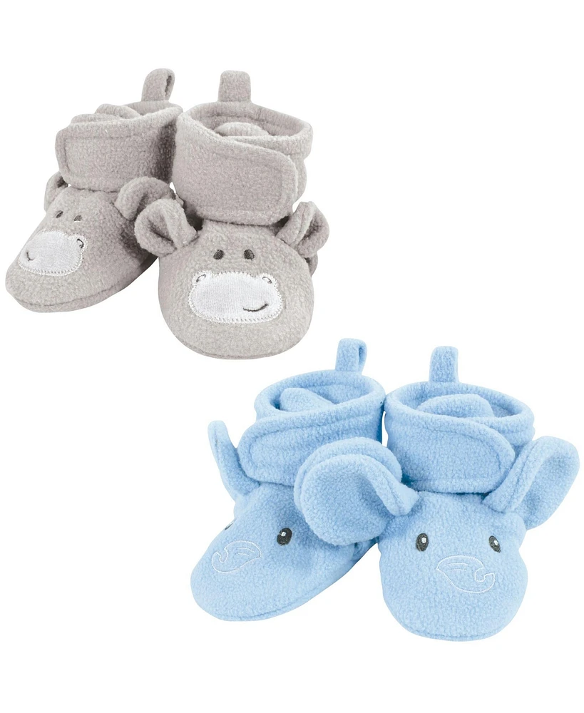 Hudson Baby Boys Animal Fleece Booties 2-Pack