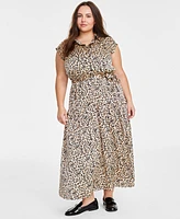 On 34th Trendy Plus Animal-Print Maxi Dress, Created for Macy's