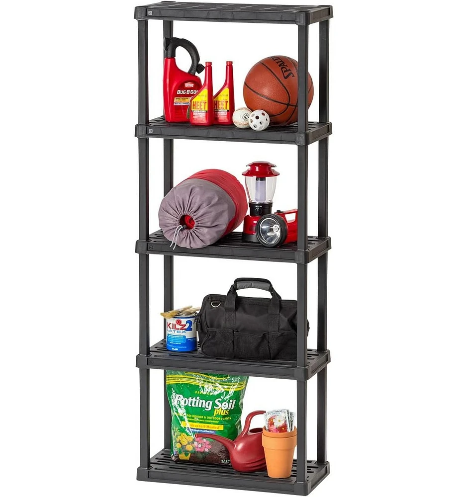 Iris Usa 5-Tier Shelving Unit, 64" Fixed Height, Medium Storage Organizer Shelf for Home, Garage, Basement, Shed and Laundry Room, 24"L x 12"W x 64"H,