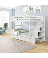 Streamdale Furniture Bunk Beds Twin Over Twin Stairway Storage Function