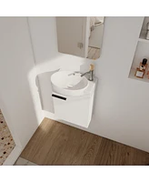 Soft Close Doors Bathroom Vanity With Sink, 16 Inch For Small Bathroom