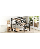 Streamdale Furniture L-Shaped Metal Triple Twin Size Bunk Bed