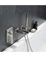 Streamdale Furniture Brushed Nickel Wall Mount Tub Faucet with Hand Shower