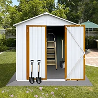 Outdoor Storage Sheds 4FTx6FT Apex Roof White+Yellow
