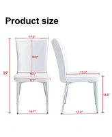 Simplie Fun 4-Piece White Pu Dining & Office Chair Set