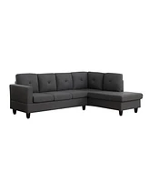 Simplie Fun Santiago Dark Gray Linen Sectional Sofa With Right Facing Chaise