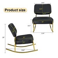 Pu Rocking Chair with Cushioned Seat and Gold Legs