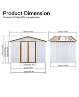 Streamdale Furniture Metal Garden Sheds 6FTx8FT Outdoor Storage Sheds White+Yellow