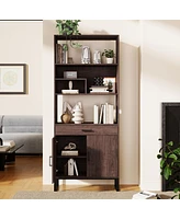 Streamdale Furniture 75.9" Modern Bookshelf with Led Lighting and Storage