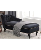 Streamdale Furniture 58" Velvet Chaise Lounge, Button Tufted Right Arm Facing Lounge Chair With Nailhead Trim