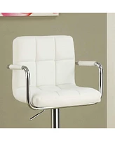 Streamdale Furniture Set of 2 White Faux Leather Barstool Chairs