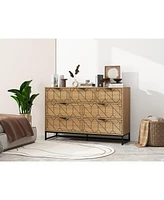 Streamdale Furniture Modern 7 Drawer Dresser Wood Cabinet (Walnut)