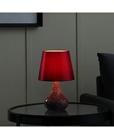 Streamdale Furniture 11" In Mosaic Red/Pink Glass Pattern Mini Polyresin Table Lamp