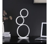 Streamdale Furniture 17" In 3-Ring Shaped Odu White Led Minimalist Metal Table Lamp