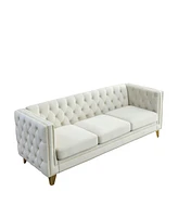 Streamdale Furniture 3 Seater + 2 Seater Combination Sofa.Beige Velv