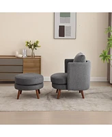 Simplie Fun 30.7" Wide Accent Chair With Ottoman Armchair Upholstered Reading Chair Single Sofa