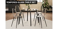 Streamdale Furniture Round Glass Table Set with Minimalist Chairs