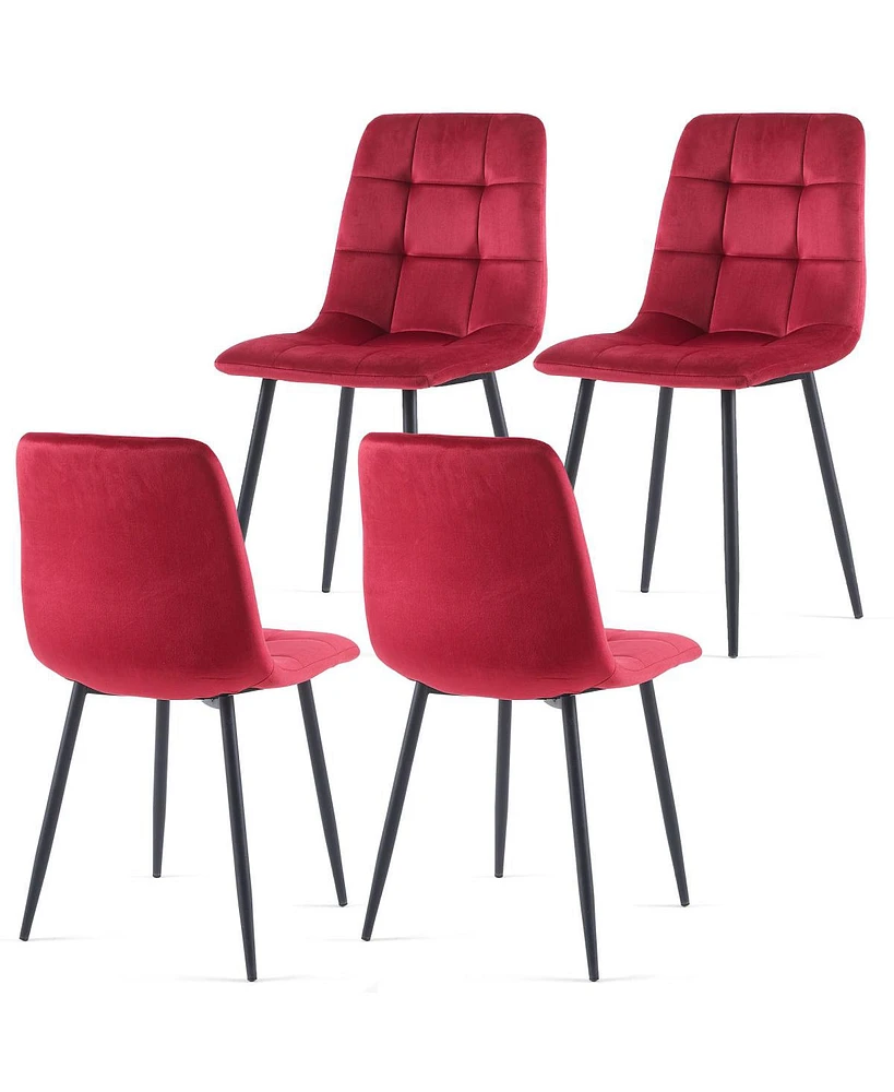 Simplie Fun Mid Century Modern Wine Velvet Dining Chairs Set Of 2 For Kitchen, Living Room