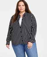 On 34th Trendy Plus Button-Front Crepe Shirt