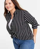 On 34th Trendy Plus Button-Front Crepe Shirt