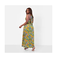 Rebdolls Plus Bon Voyage Tropical Print Skater Skirt