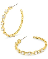 Kendra Scott Crystal Square Link Medium Hoop Earrings, 1.31"