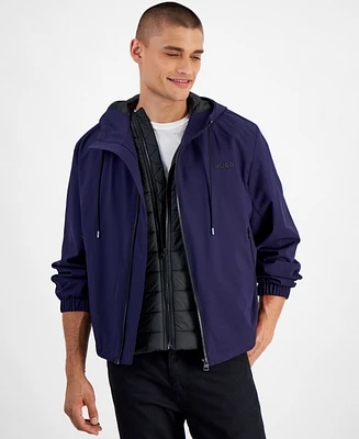 Hugo by Hugo Boss Men's Slim-Fit Lightweight Hooded Water-Repellent Windbreaker Jacket