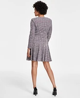 Taylor Petite V-Neck Long-Sleeve Fit & Flare Dress