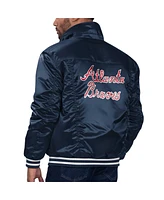 Levi's x Starter Men's Navy Atlanta Braves Silver Tab Satin Full-Snap Trucker Jacket