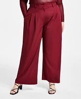 Bar Iii Trendy Plus High-Rise Wide-Leg Pants, Created for Macy's