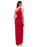 Xscape Women's One-Shoulder Ruffled Long Fit & Flare Dress