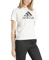 adidas Women's Camo Logo Crewneck Cotton T-Shirt