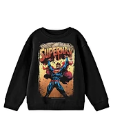 Superman Boys Comic Cover No. 28 Crew Neck Long Sleeve Black Youth Tee