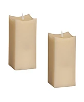 Slickblue Led Squared Candle with Moving Flame and Remote (Set of 2