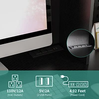 Space-Saving L-Shaped Desk with 2 Usb Ports & 3 Outlets