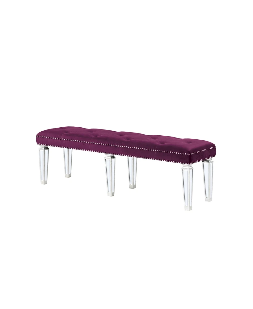 Simplie Fun Varian Bench• Burgundy Velvet & Mirrored