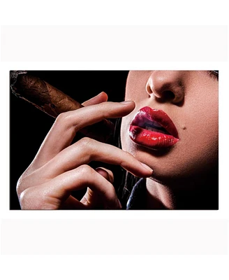 Simplie Fun Red Lip Cigar Acrylic Wall Art (32 H X 48 W)