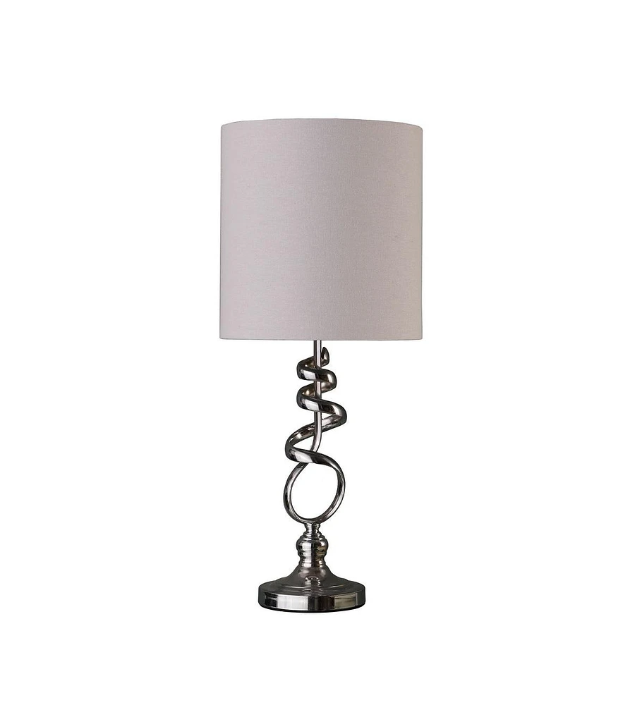 Streamdale Furniture 21.5-Inch Milo Abstract Brushed Silver Metal Table Lamp