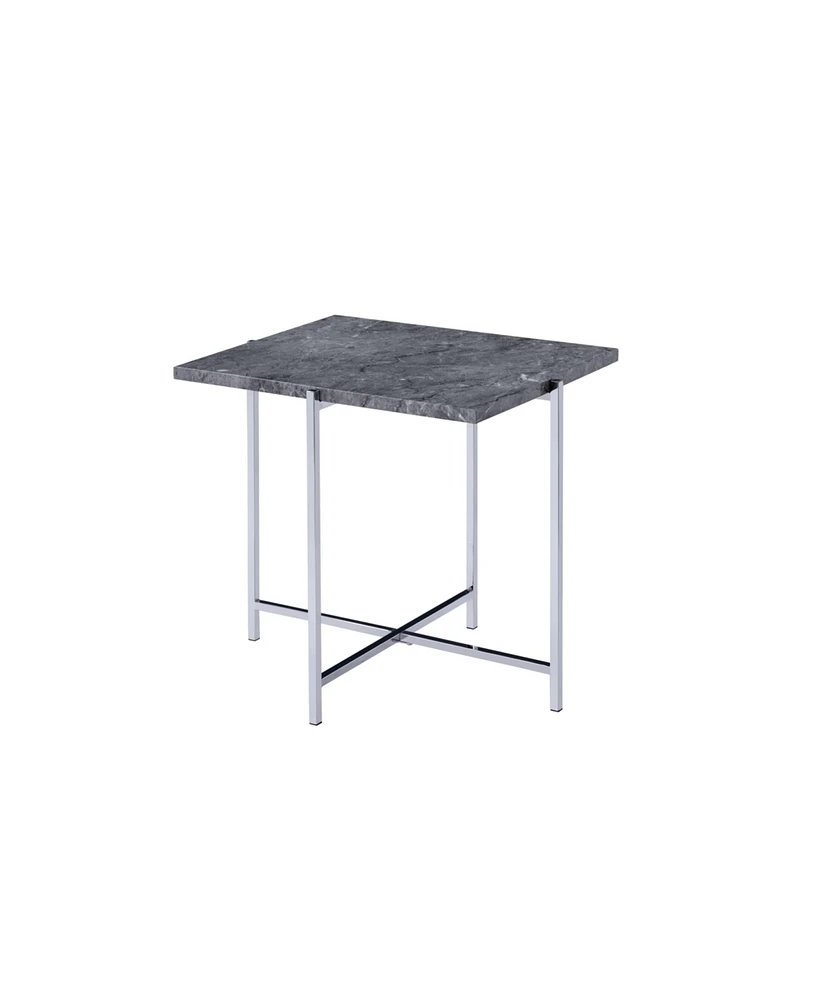 Simplie Fun Adelae End Table, Faux Marble & Chrome