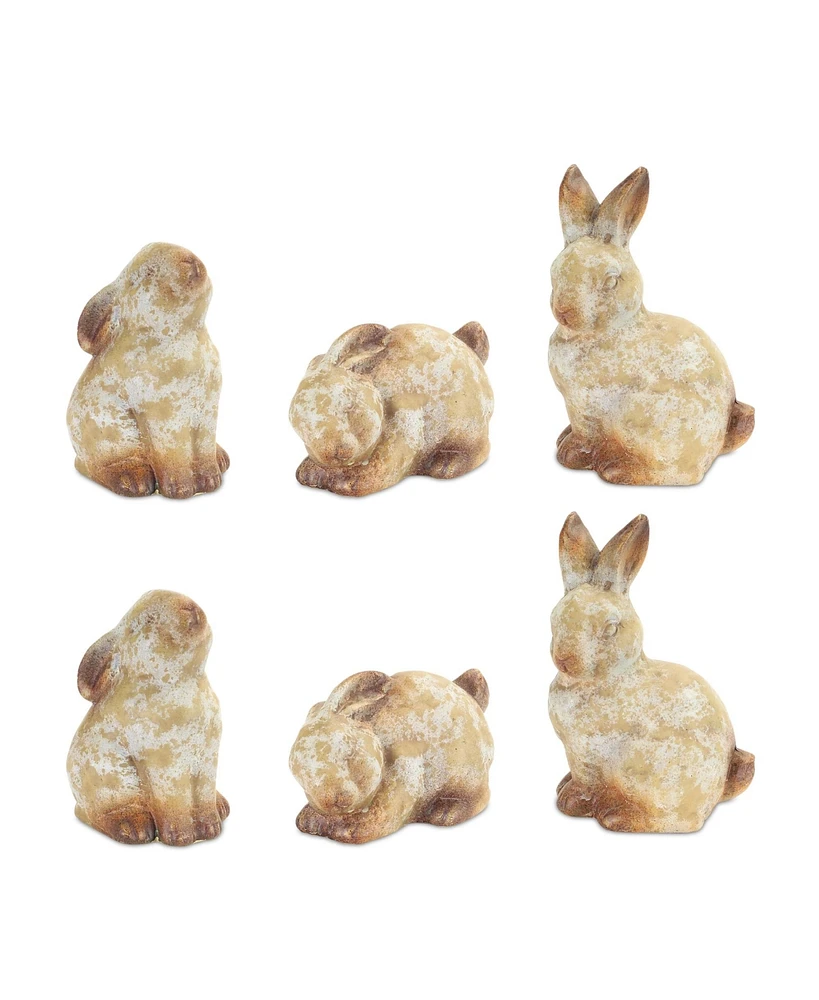 Slickblue Weathered Terra Cotta Rabbit Garden Statue (Set of 6)