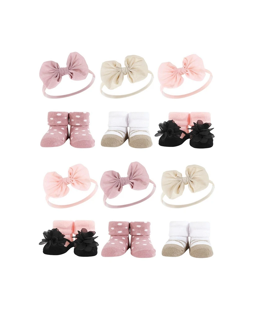 Hudson Baby Infant Girl 12Pc Headband and Socks
