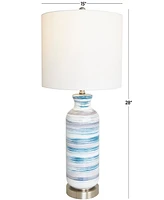 Rosemary Lane 28" Glass Abstract Striped Accent Lamp with Gold Base