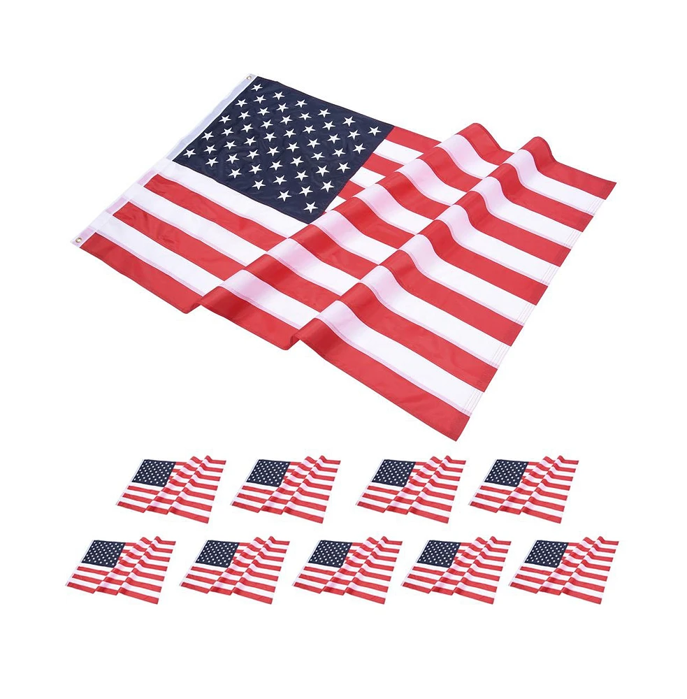 Yescom 10 Pcs 3x5 Ft American Flag Sewn Stars Stripes 210D Oxford w/ Grommet Us Flags