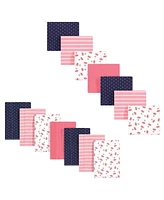 Hudson Baby Girls 14Pc Burp Cloths and Receiving Blankets