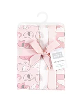 Hudson Baby Infant Girl Cotton Flannel Burp Cloths, Girl New Elephant 4-Pack, One Size