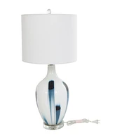 Rosemary Lane 27" Glass Abstract Accent Lamp with Blue Drip Splatter Design