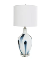 Rosemary Lane 27" Glass Abstract Accent Lamp with Blue Drip Splatter Design