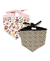 Luvable Friends Dog Reversible Pet Dog and Cat Bandana Bibs 2pk, Botanical Leopard, One Size