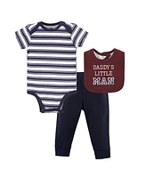 Hudson Baby Boys Cotton Bodysuit, Pant and Bib Set Daddy